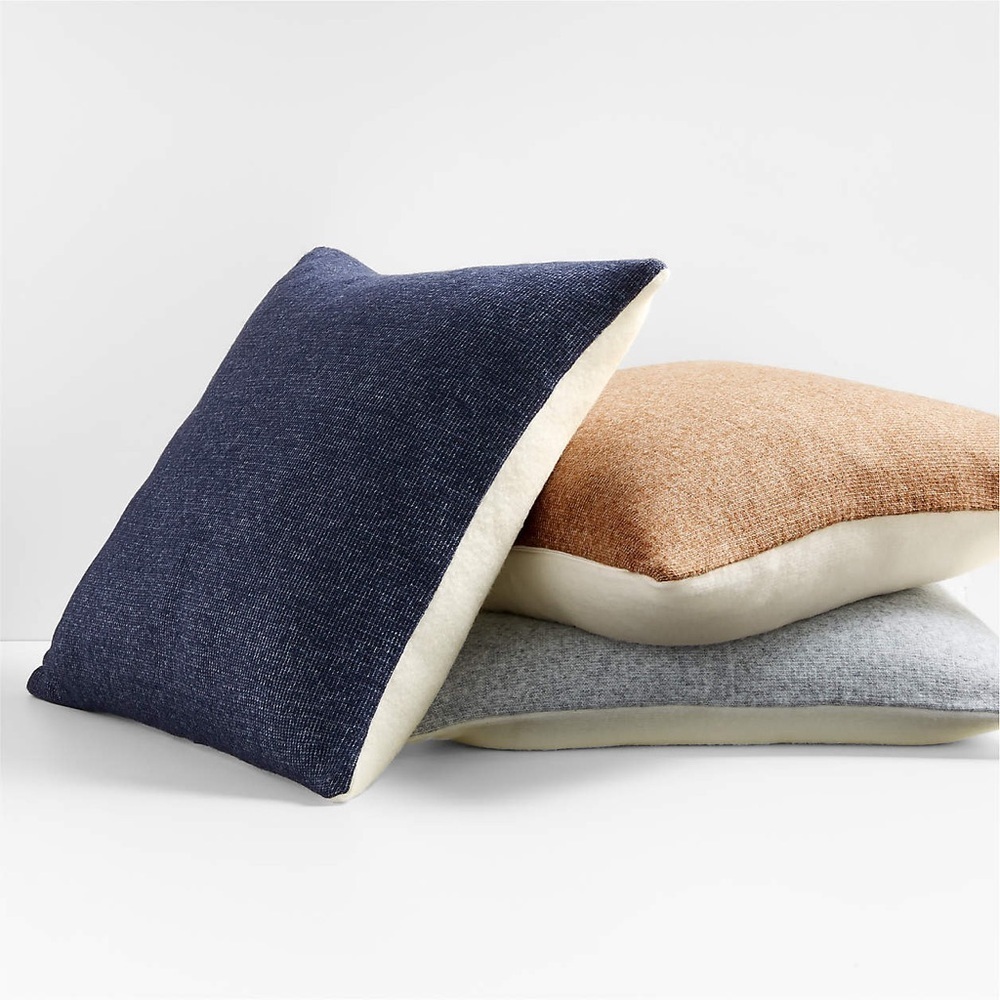 Crate & Barrel Alpine Cozy Ivory and Indigo Blue Pillow Case 23"x23" (set of 2)